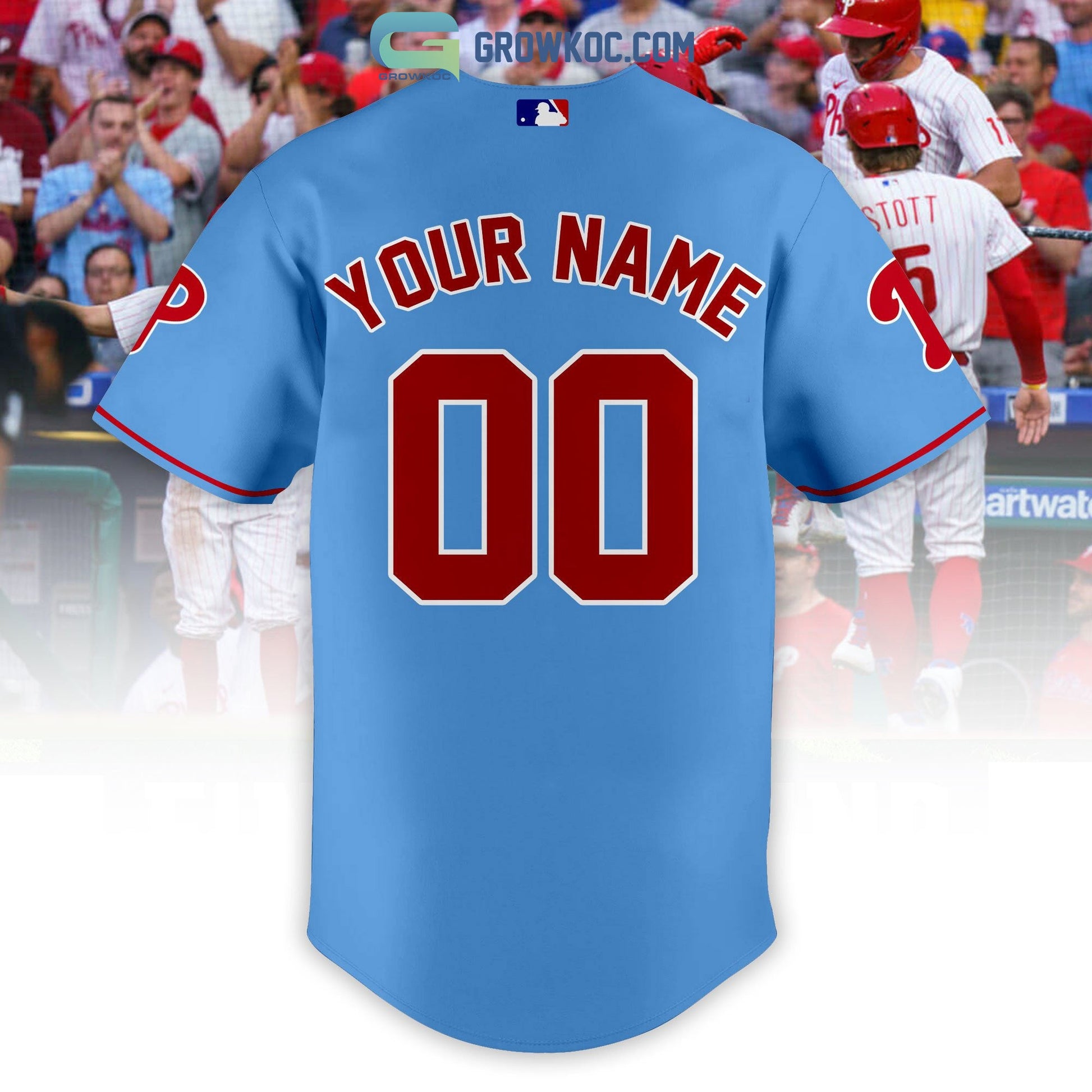 Philadelphia Phillies City Champions Best Team Personalized Light Blue Design Baseball Jersey baseball jersey product view 3