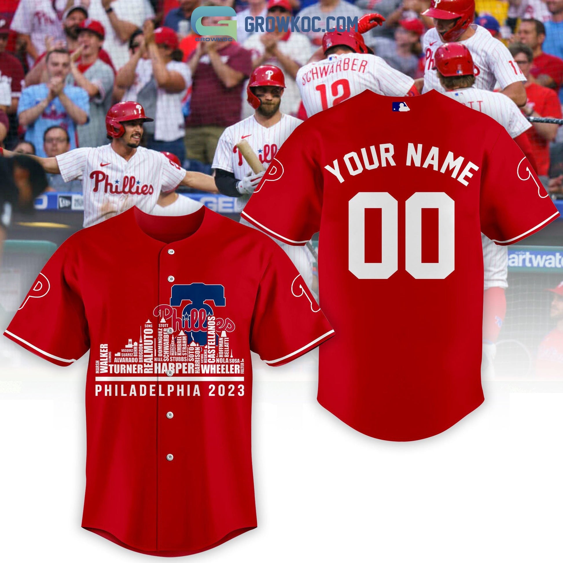 Philadelphia Phillies City Champions Best Team Personalized Red Design Baseball Jersey baseball jersey product view 1