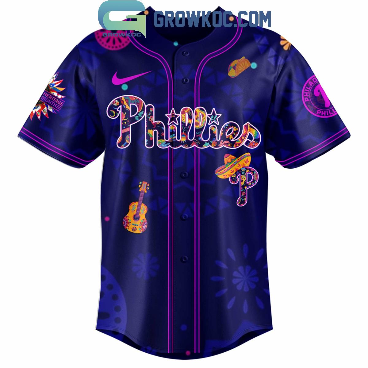 Philadelphia Phillies Hispanic Heritage Celebrations 2025 Baseball Jersey baseball jersey product view 2
