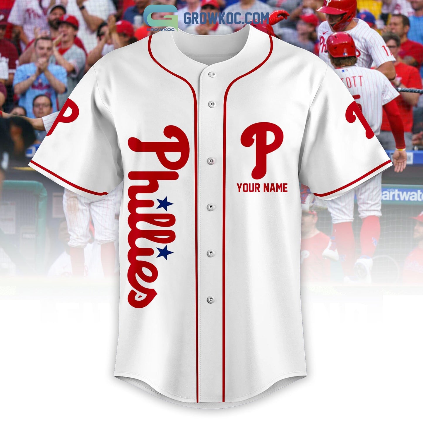 Philadelphia Phillies Love Team Personalized Baseball Jersey baseball jersey product view 2
