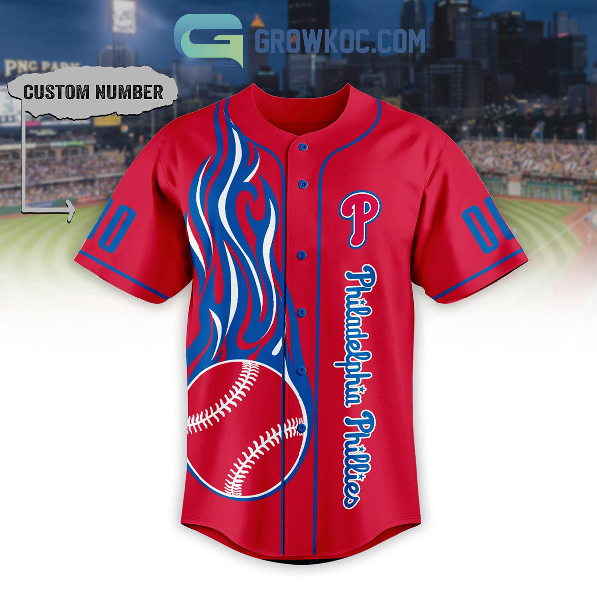 Philadelphia Phillies MLB Personalized Baseball Jersey baseball jersey product view 2