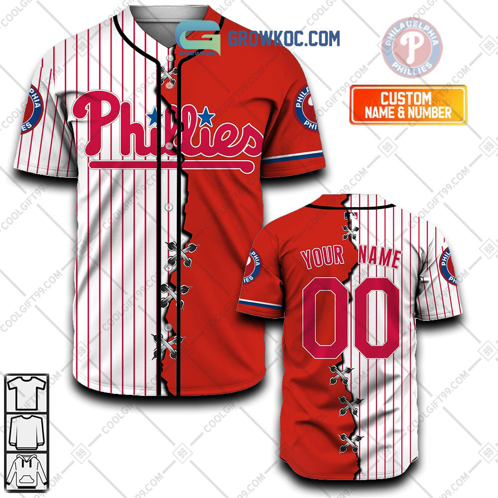 Philadelphia Phillies MLB Personalized Mix Baseball Jersey baseball jersey product view 1