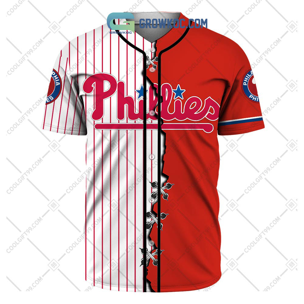 Philadelphia Phillies MLB Personalized Mix Baseball Jersey baseball jersey product view 2