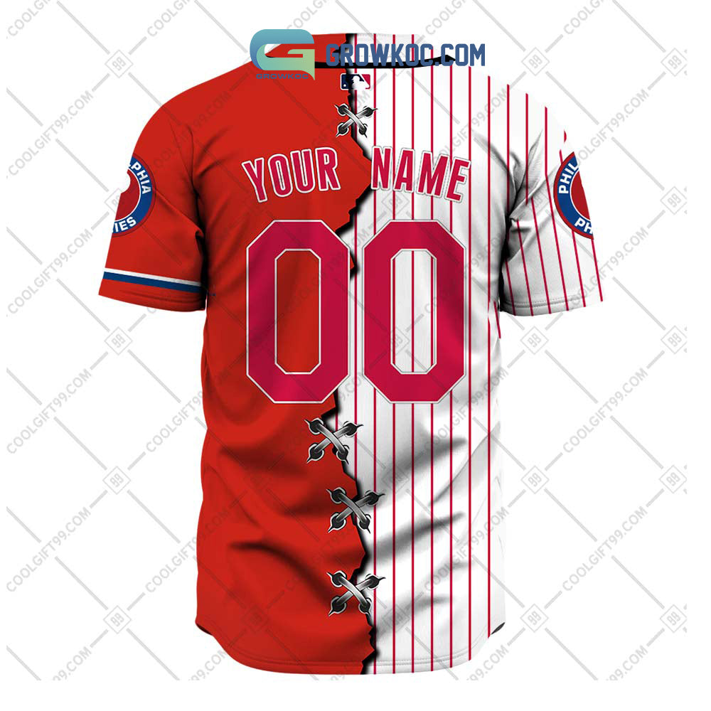Philadelphia Phillies MLB Personalized Mix Baseball Jersey baseball jersey product view 3