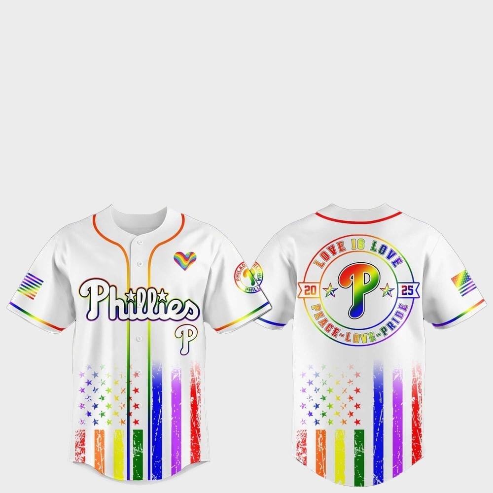 Philadelphia Phillies Pride Month Love Is Love 2025 Jersey - Grishko.com baseball jersey product view 1