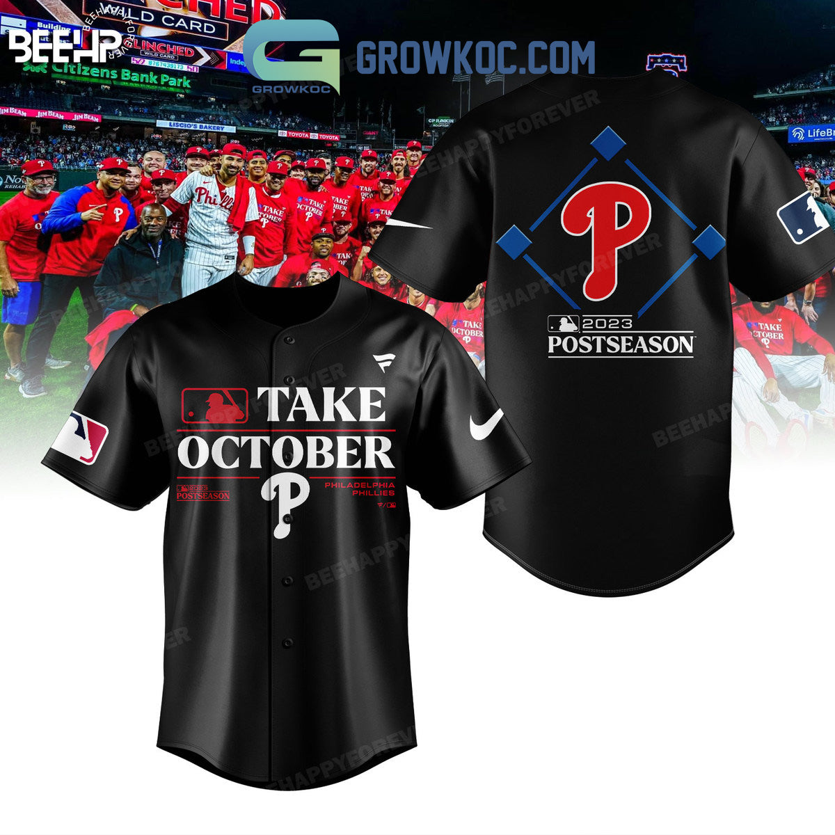 Philadelphia Phillies Take October 2023 Post Season Baseball Jersey baseball jersey product view 1