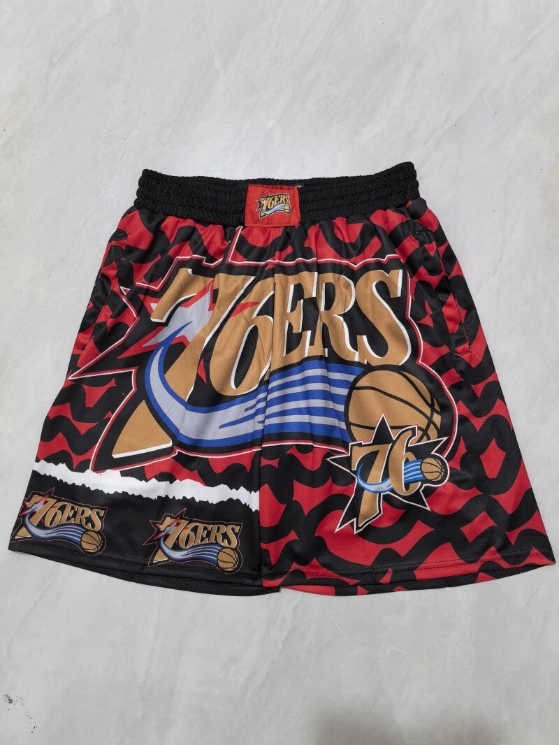 Philadelphia 76ers 76 Black Red Shorts Style 2 Basketball Jersey basketball jersey product view 1