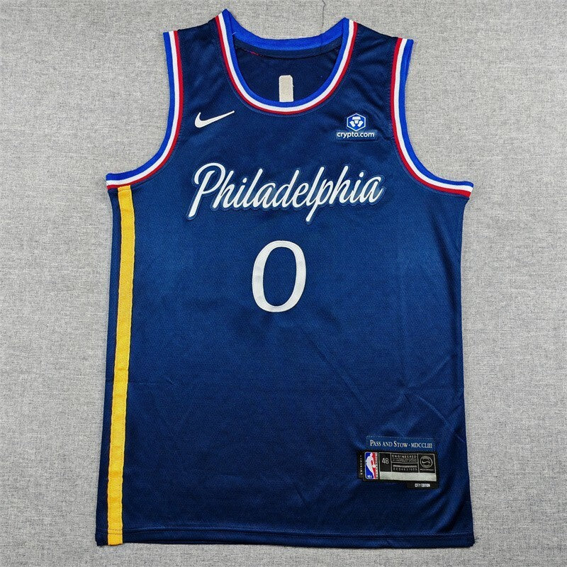 Philadelphia 76ers #0 Tyrese Maxey 26 76 0 Navy City Edition Style 2 Basketball Jersey basketball jersey product view 1