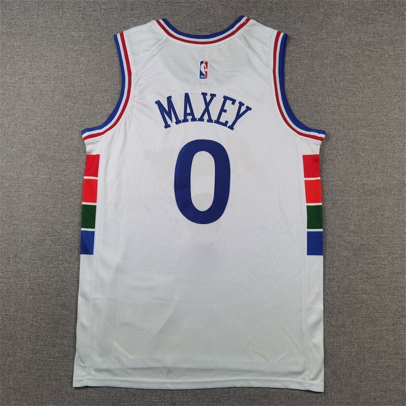 Philadelphia 76ers #0 Tyrese Maxey 76 0 White City Edition s-xxl Style 1 Basketball Jersey basketball jersey product view 1
