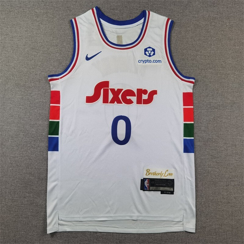 Philadelphia 76ers #0 Tyrese Maxey 76 0 White City Edition s-xxl Style 2 Basketball Jersey basketball jersey product view 1