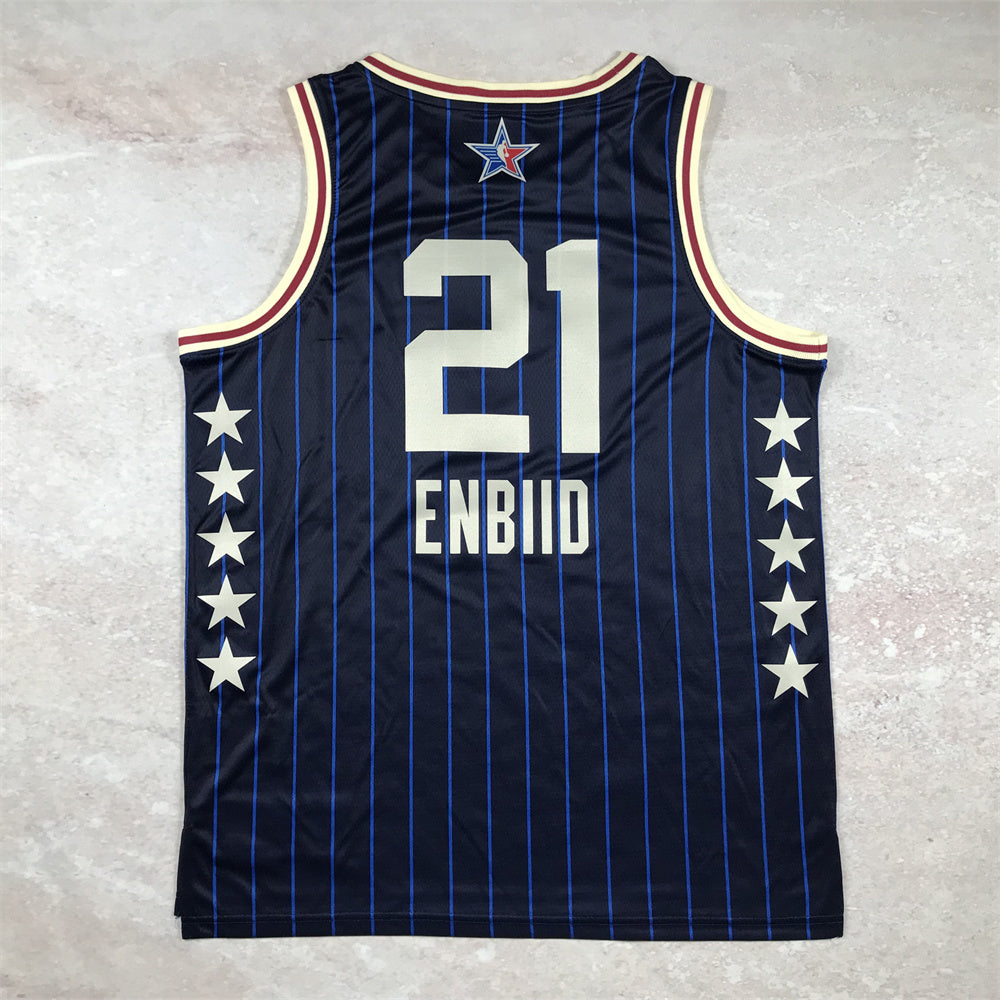 Philadelphia 76ers #21 Joel Embiid 2024 NBA All-Star Swingman Jersey Hot Press 24 All-Star Blue Hot Press S-XXL Style 1 basketball jersey product view 1