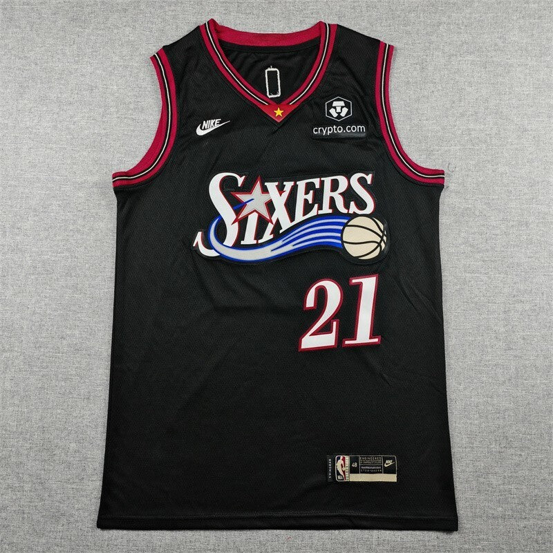 Philadelphia 76ers #21 Joel Embiid 26 76 Classic Black Style 2 Basketball Jersey basketball jersey product view 1