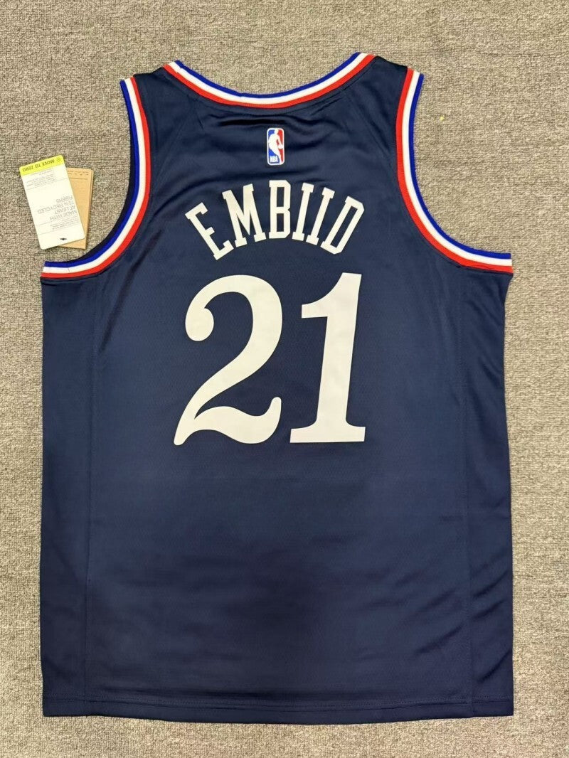 Philadelphia 76ers #21 Joel Embiid 26 Season 76 Team City Navy Style 1 Basketball Jersey basketball jersey product view 1