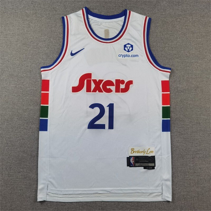 Philadelphia 76ers #21 Joel Embiid 76 21 White City Edition s-xxl Style 2 Basketball Jersey basketball jersey product view 1
