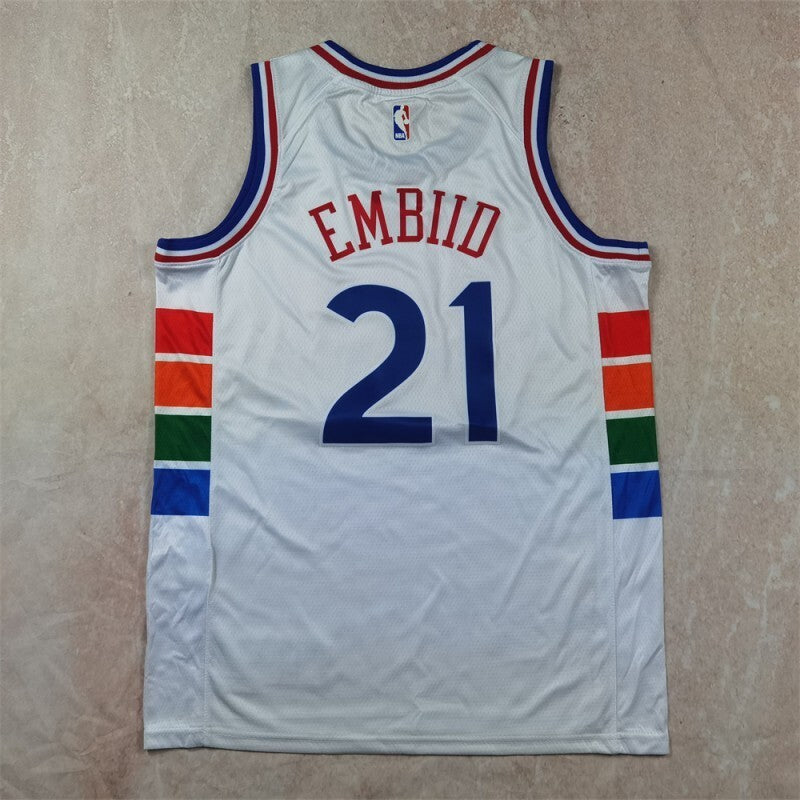 Philadelphia 76ers #21 Joel Embiid Hot Press 76 Style 1 Basketball Jersey basketball jersey product view 1