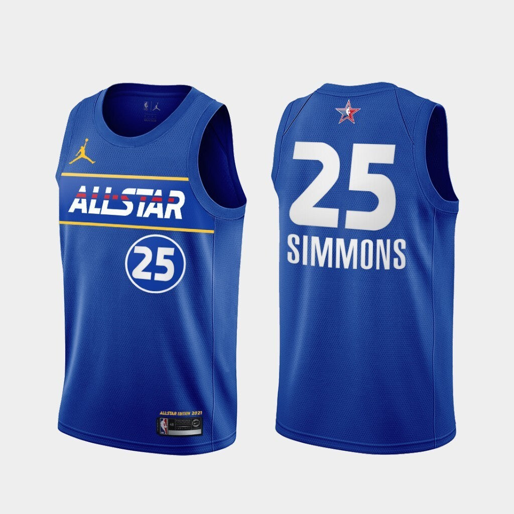 Philadelphia 76ers #25 Ben Simmons ben-simmons-2021-all-star-eastern-conference-blue-76ers-jersey.jpg basketball jersey product view 1