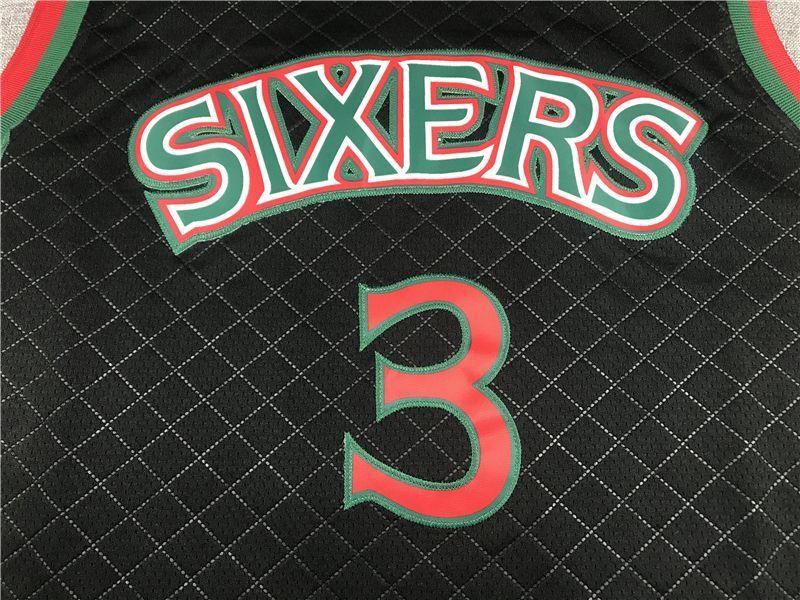 Philadelphia 76ers #3 Allen Iverson 76 3 Plaid Retro Black Style 1 Basketball Jersey basketball jersey product view 1