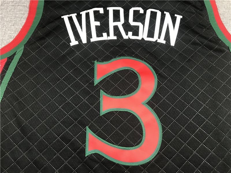 Philadelphia 76ers #3 Allen Iverson 76 3 Plaid Retro Black Style 2 Basketball Jersey basketball jersey product view 1