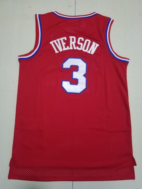 Philadelphia 76ers #3 Allen Iverson 76 3 Retro Red s-xxl Style 1 Basketball Jersey basketball jersey product view 1