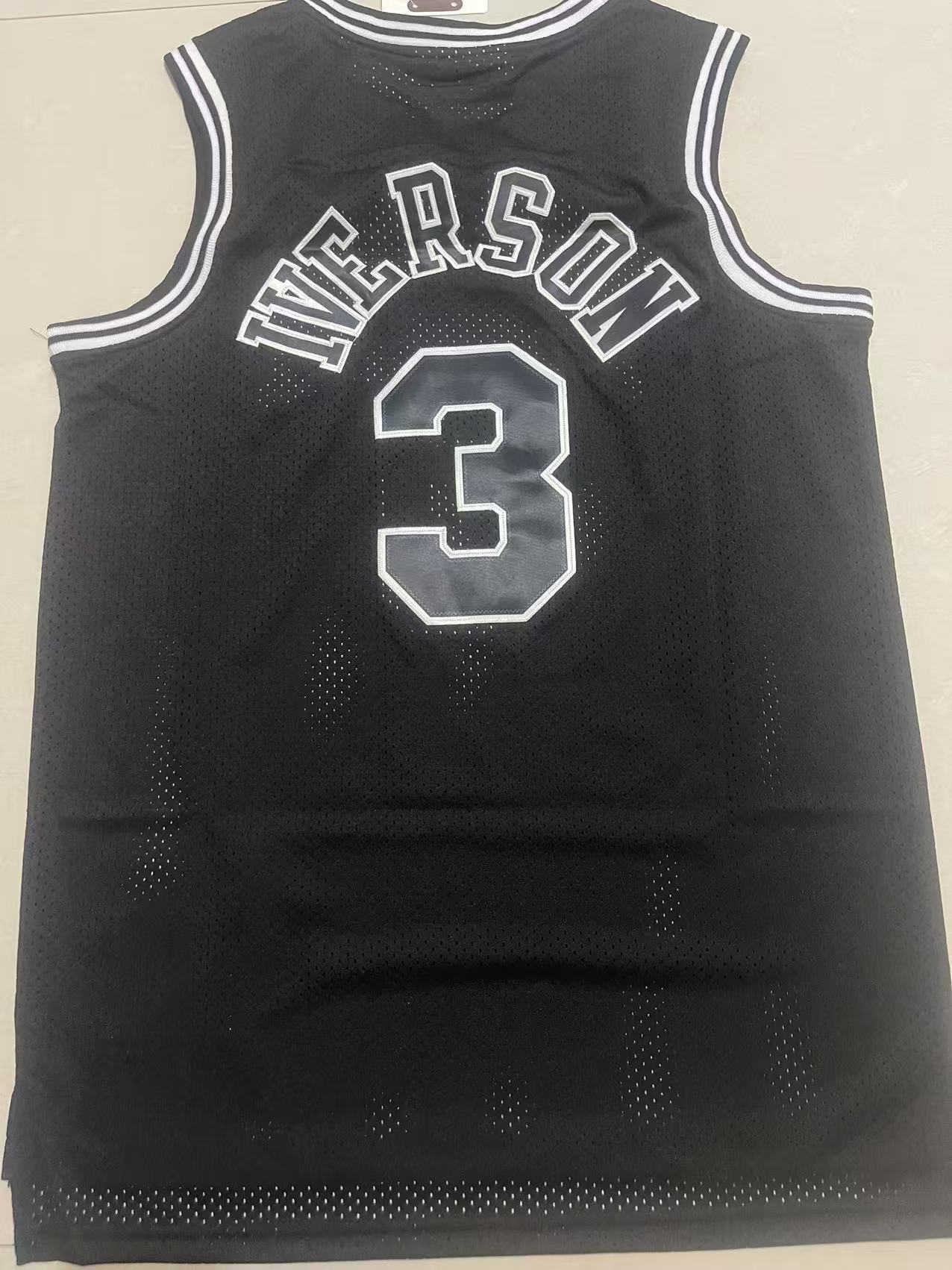 Philadelphia 76ers #3 Allen Iverson 76 3 # Black Retro Style 1 Basketball Jersey basketball jersey product view 1