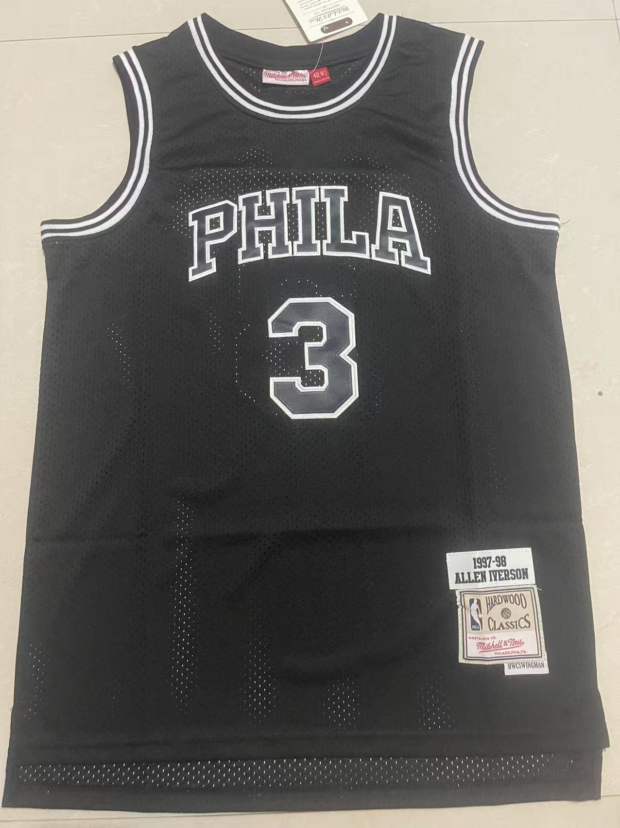 Philadelphia 76ers #3 Allen Iverson 76 3 # Black Retro Style 2 Basketball Jersey basketball jersey product view 1