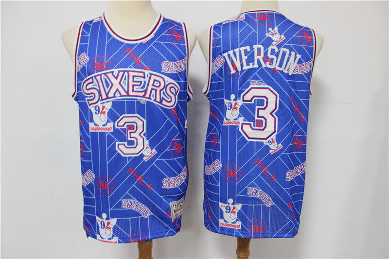 Philadelphia 76ers #3 Allen Iverson 76 3 # Blue Edition Limited Retro Jersey --hwc jersey tear up pack Swingman Jersey basketball jersey product view 1