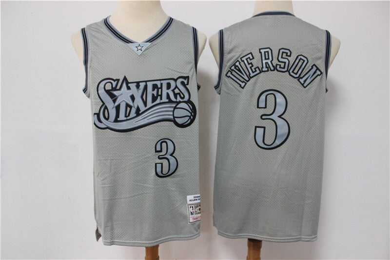 Philadelphia 76ers #3 Allen Iverson 76 3 # Gray Retro Limited Edition Jersey -- Edition Basketball Jersey basketball jersey product view 1