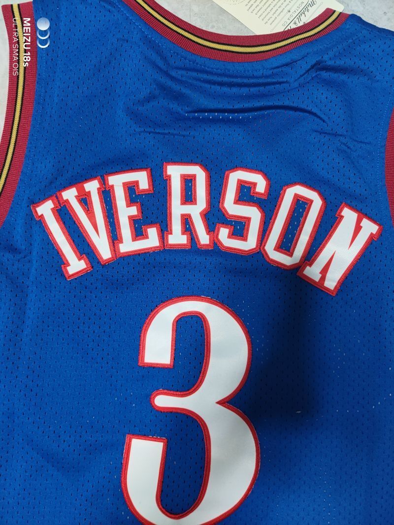 Philadelphia 76ers #3 Allen Iverson 76 3# Iverson Retro Blue Jersey Style 3 Basketball Jersey basketball jersey product view 1