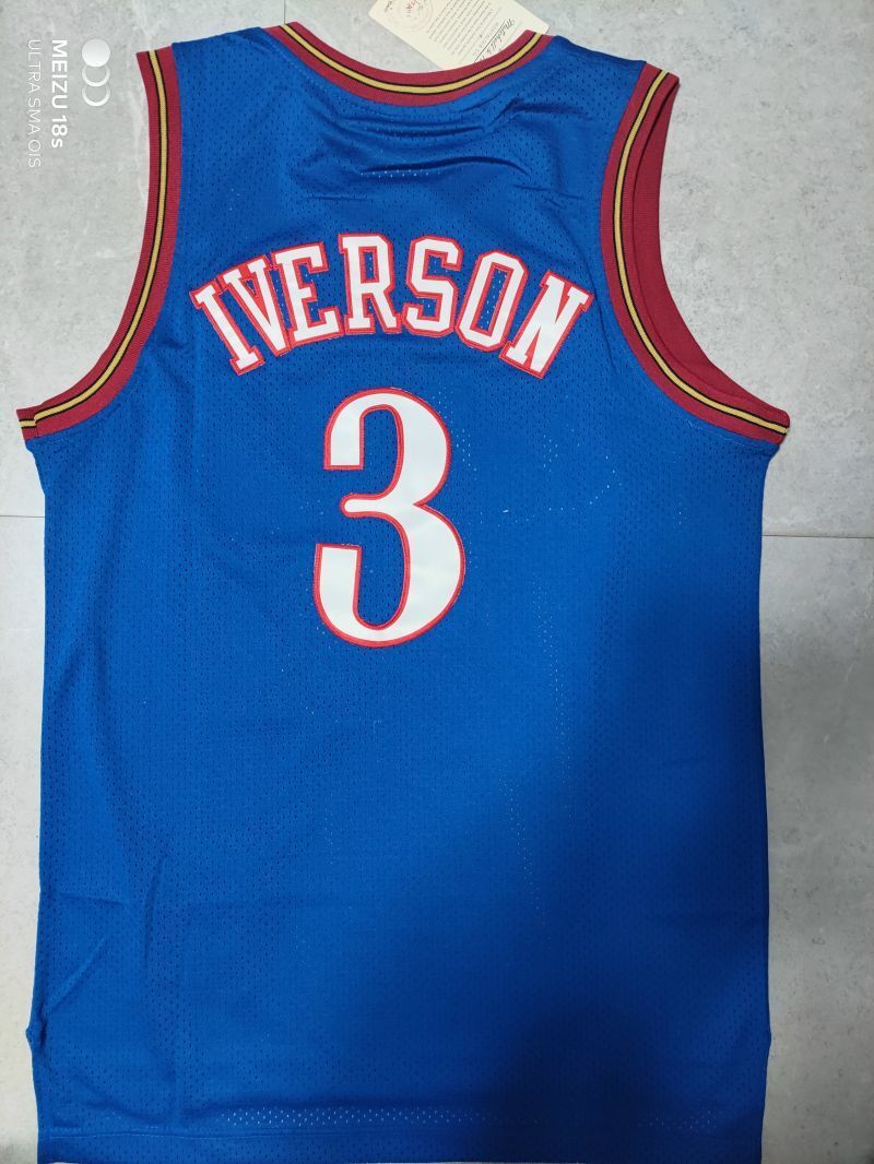 Philadelphia 76ers #3 Allen Iverson 76 3# Iverson Retro Blue Jersey Style 4 Basketball Jersey basketball jersey product view 1