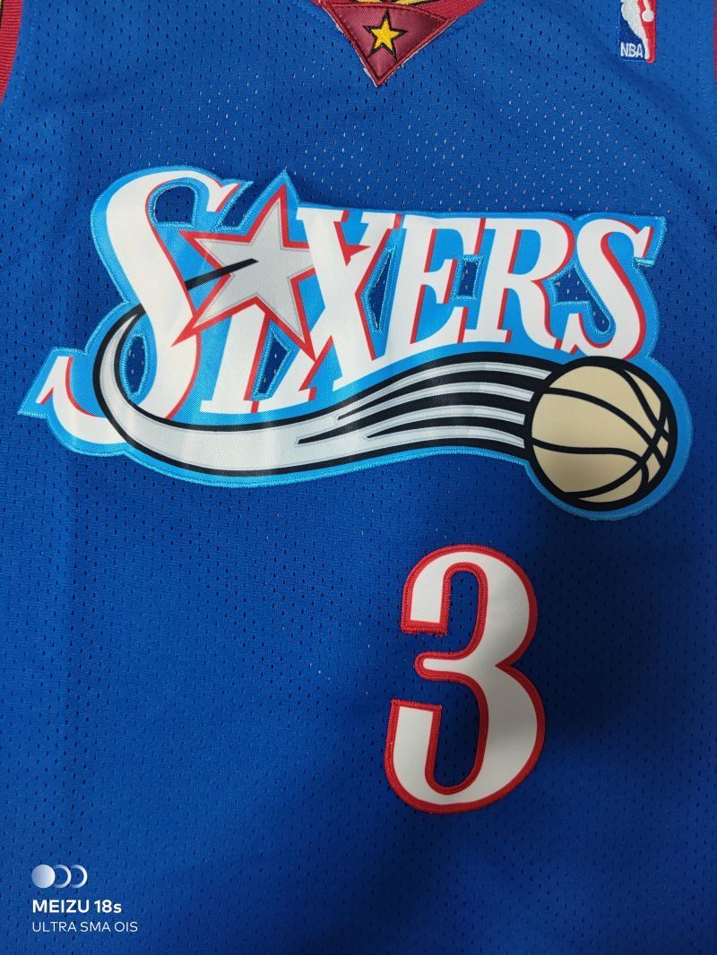 Philadelphia 76ers #3 Allen Iverson 76 3# Iverson Retro Blue Jersey Style 5 Basketball Jersey basketball jersey product view 1