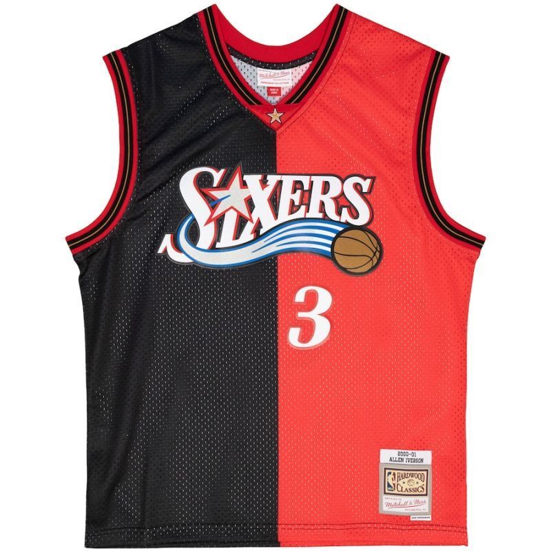 Philadelphia 76ers #3 Allen Iverson m&n jersey splite Style 2 Basketball Jersey basketball jersey product view 1