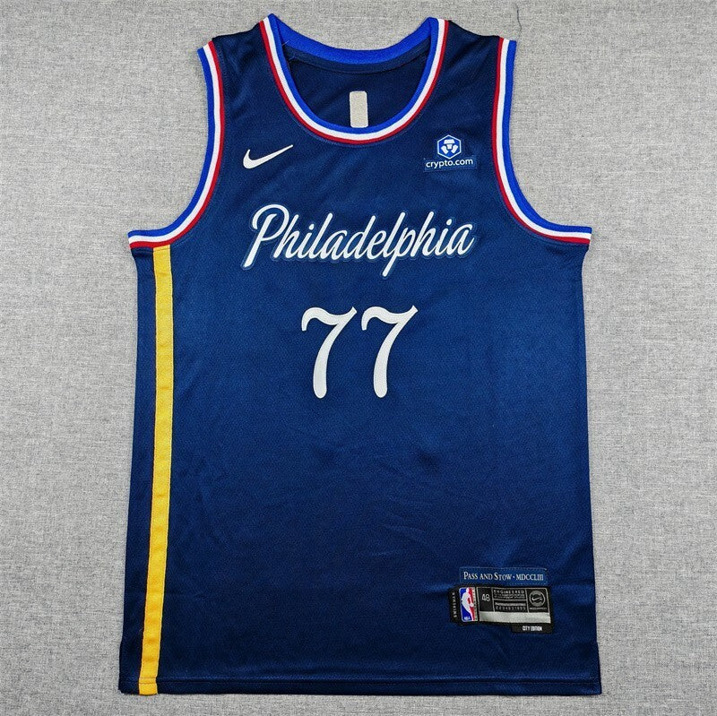Philadelphia 76ers #77 V. J. Edgecombe 26 76 77 Navy City Edition Style 4 Basketball Jersey basketball jersey product view 1
