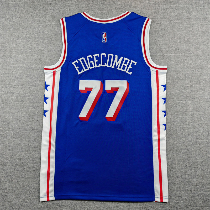 Philadelphia 76ers #77 V. J. Edgecombe 76 77 Blue Style 1 Basketball Jersey basketball jersey product view 1