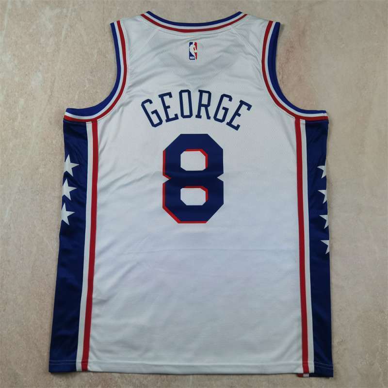 Philadelphia 76ers #8 Paul George Hot Press 76 8 White s-xxl Style 1 Basketball Jersey basketball jersey product view 1