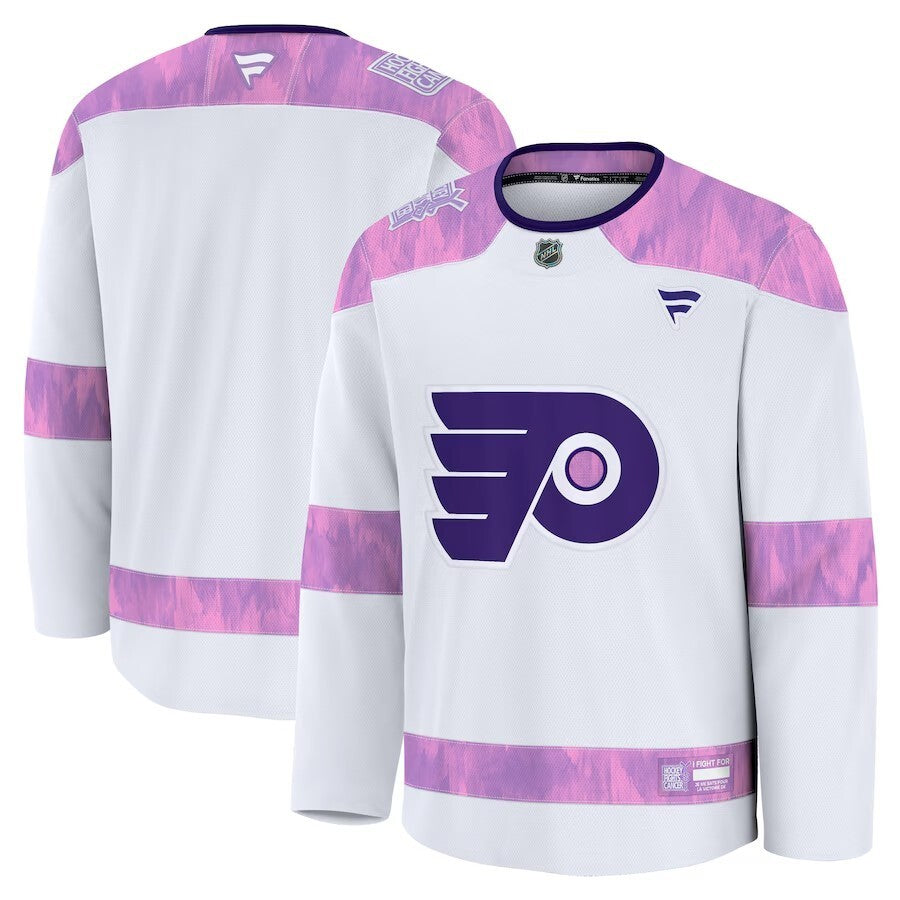 Philadelphia Flyers 2024 Hockey Fights Cancer Practice Jersey - White Hockey Jersey hockey jersey product view 1