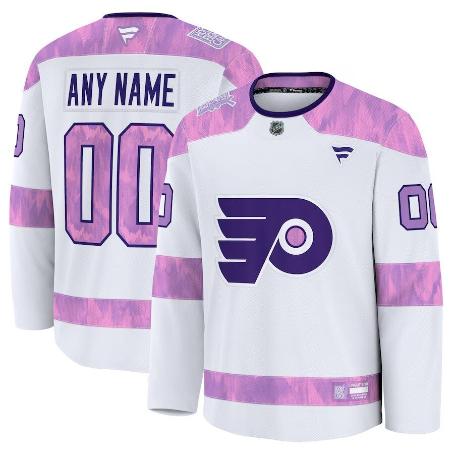 Philadelphia Flyers Fanatics 2024 Hockey Fights Cancer Custom Practice Jersey - White Hockey Jersey hockey jersey product view 1