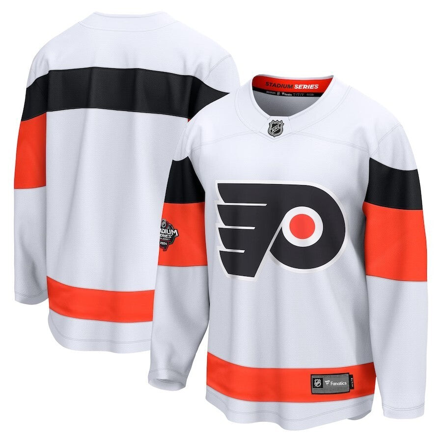 Philadelphia Flyers Fanatics Branded 2024 NHL Stadium Series Breakaway Jersey – White Style 2 hockey jersey product view 1