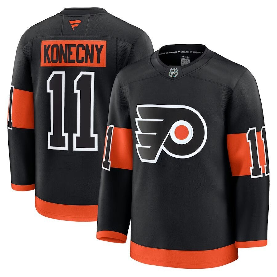 Philadelphia Flyers #11 Travis Konecny Alternate Premium Jersey - Black Hockey Jersey hockey jersey product view 1