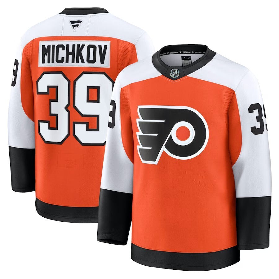 Philadelphia Flyers #39 Matvei Michkov Home Premium Jersey - Orange Hockey Jersey hockey jersey product view 1