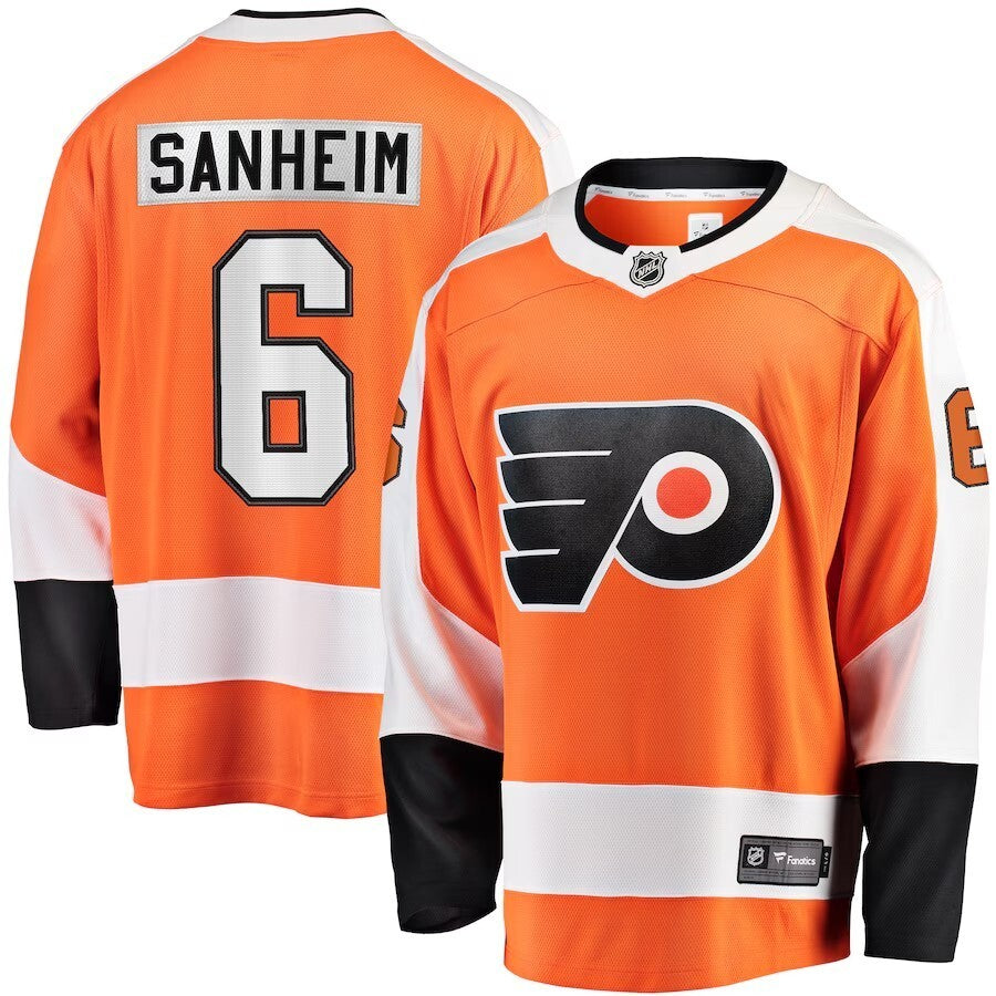 Philadelphia Flyers #6 Travis Sanheim Premier Breakaway Player Jersey - Orange Hockey Jersey hockey jersey product view 1
