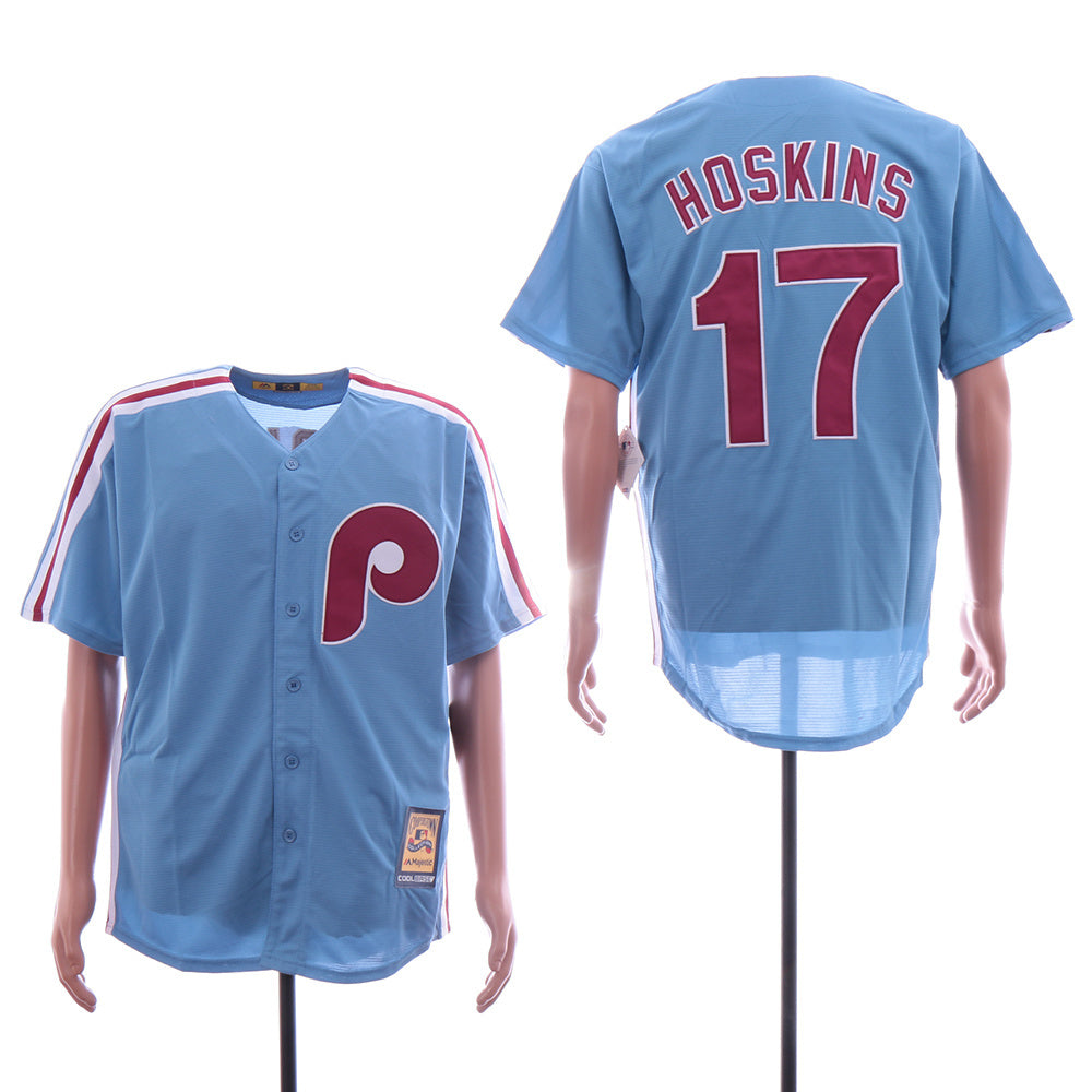 Philadelphia Phillies #17 Rhys Hoskins Phillies 17 Blue Fan Retro Edition Baseball Jersey baseball jersey product view 1