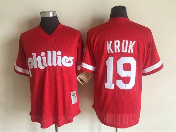 Philadelphia Phillies #19 John Kruk Baseball Jersey baseball jersey product view 1