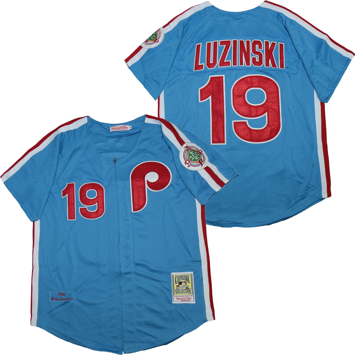 Philadelphia Phillies #19 Luzinski Phillies 19 Blue 1983 Retro Baseball Jersey baseball jersey product view 1