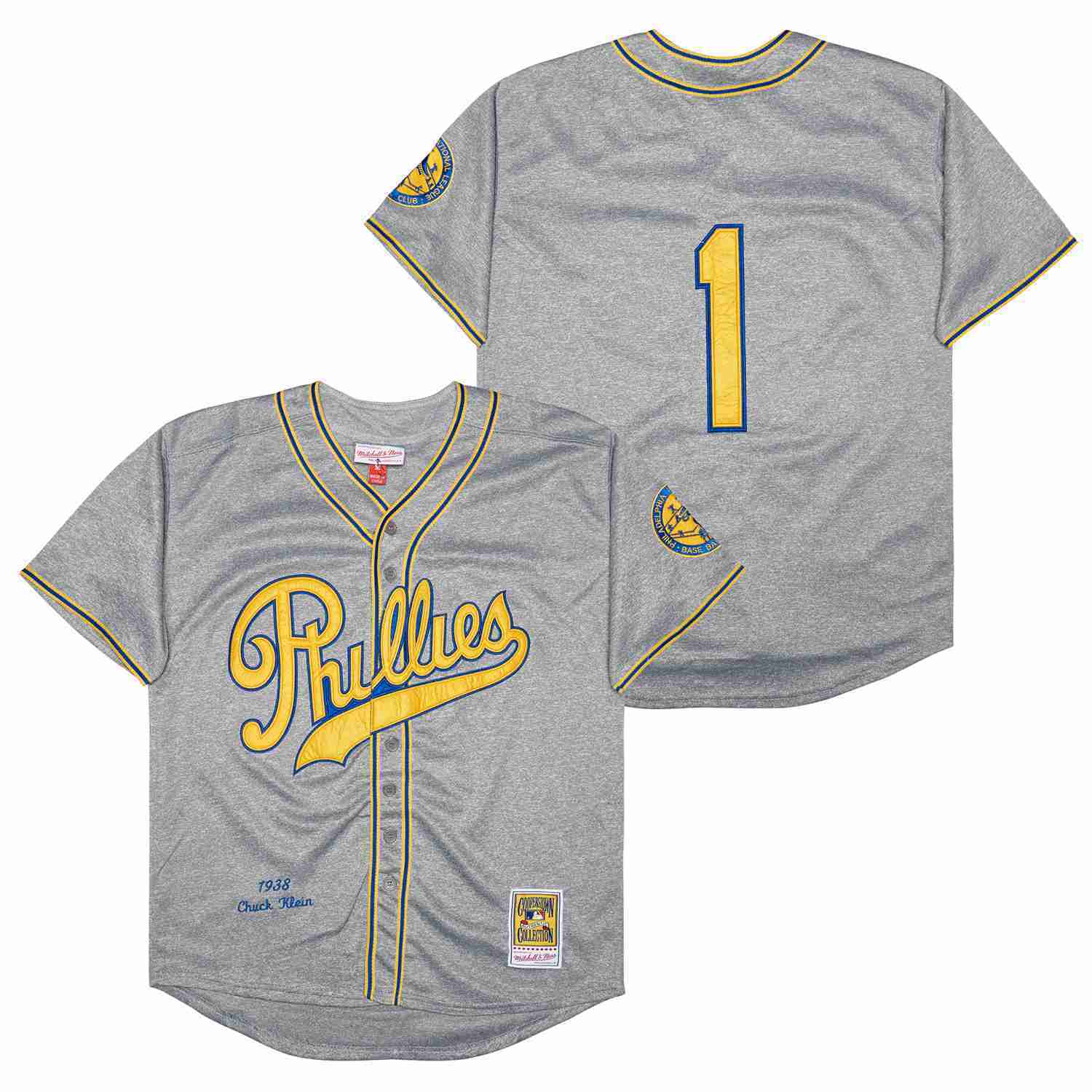 Philadelphia Phillies #1 Richie Ashburn Phillies 1 Hemp Gray 1938 Retro Baseball Jersey baseball jersey product view 1