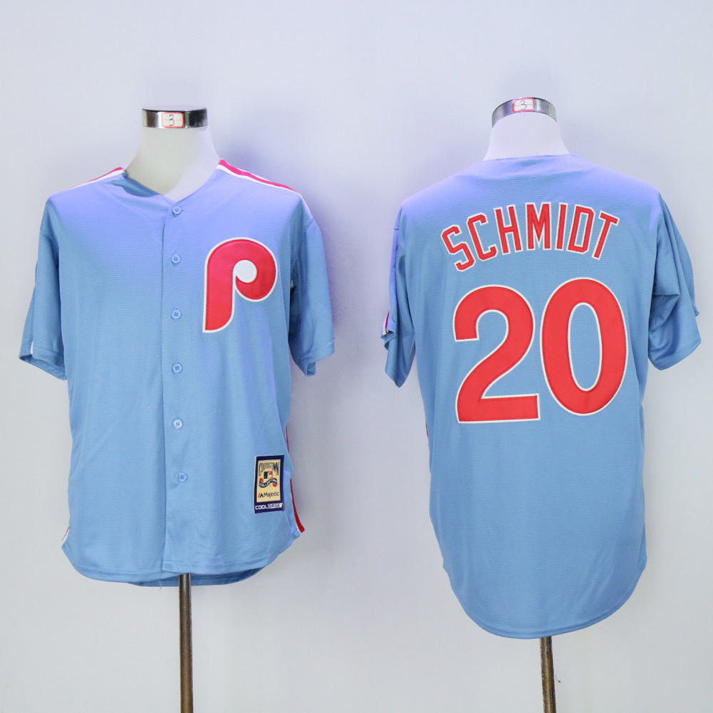 Philadelphia Phillies #20 Mike Schmidt Phillies 20 Blue Retro Baseball Jersey baseball jersey product view 1