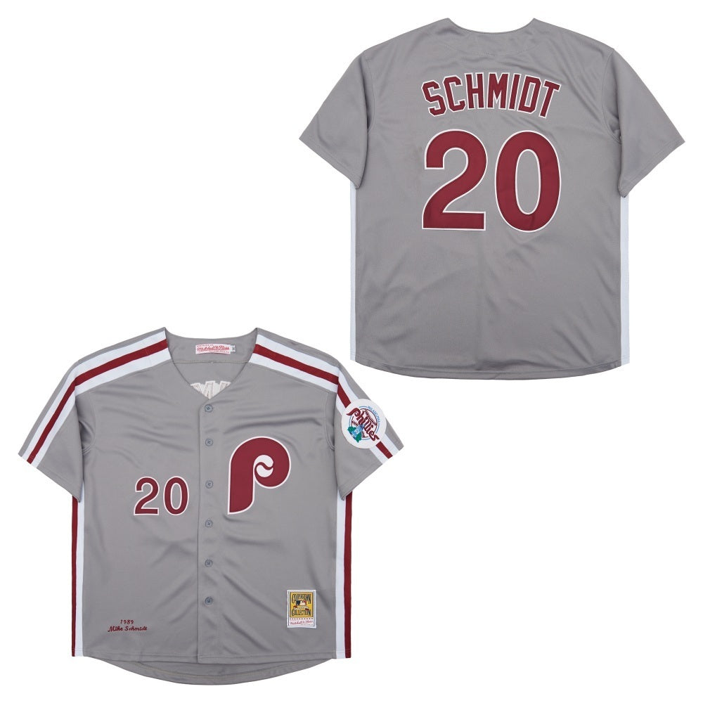Philadelphia Phillies #20 Mike Schmidt Phillies 20 Gray Retro 1989 Baseball Jersey baseball jersey product view 1
