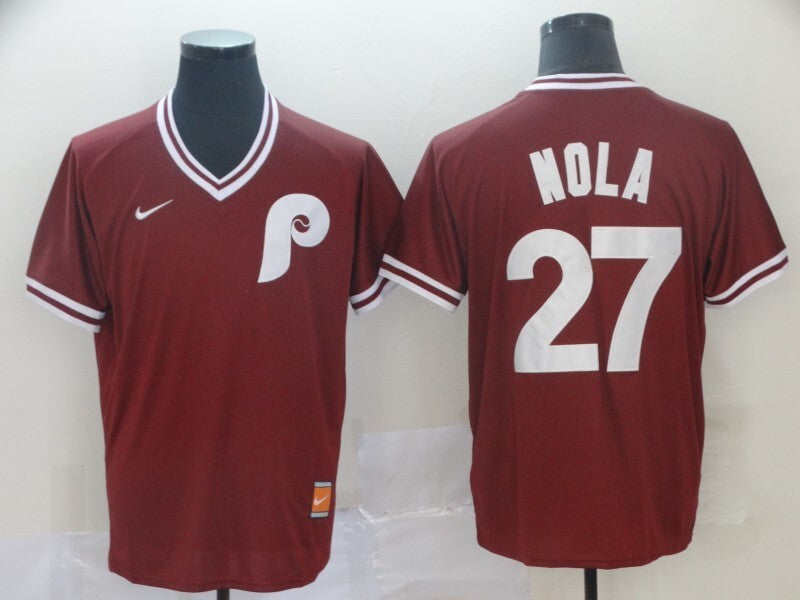 Philadelphia Phillies #27 Aaron Nol Baseball Jersey baseball jersey product view 1