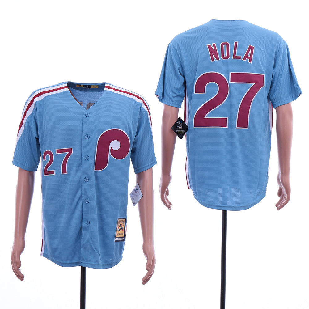 Philadelphia Phillies #27 Aaron Nola Baseball Jersey baseball jersey product view 1