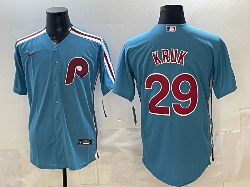 Philadelphia Phillies #29 Kruk Phillies Retro Adult Baseball Jersey baseball jersey product view 1
