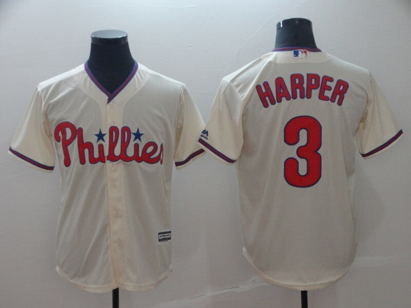 Philadelphia Phillies #3 Bryce Harper C Style 1 Baseball Jersey baseball jersey product view 1